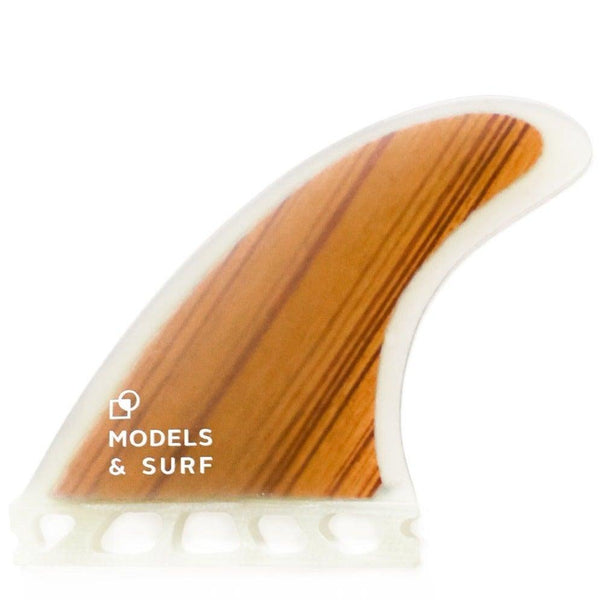 Load image into Gallery viewer, Compatible Future Fins - Dark Wood - Thruster / Light Wood - Models and Surf
